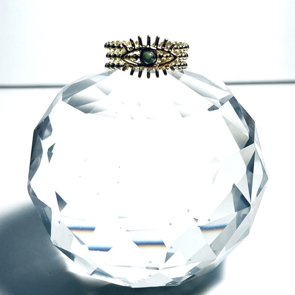 2/$20 ✨ LAST ONE! Evil Eye Beaded 18k Gold Plated Ring with Natural Green Stone - Picture 9 of 14